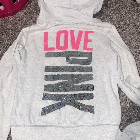 Pink Victoria Secret white zip up with sequin’s - Picture 3 of 3